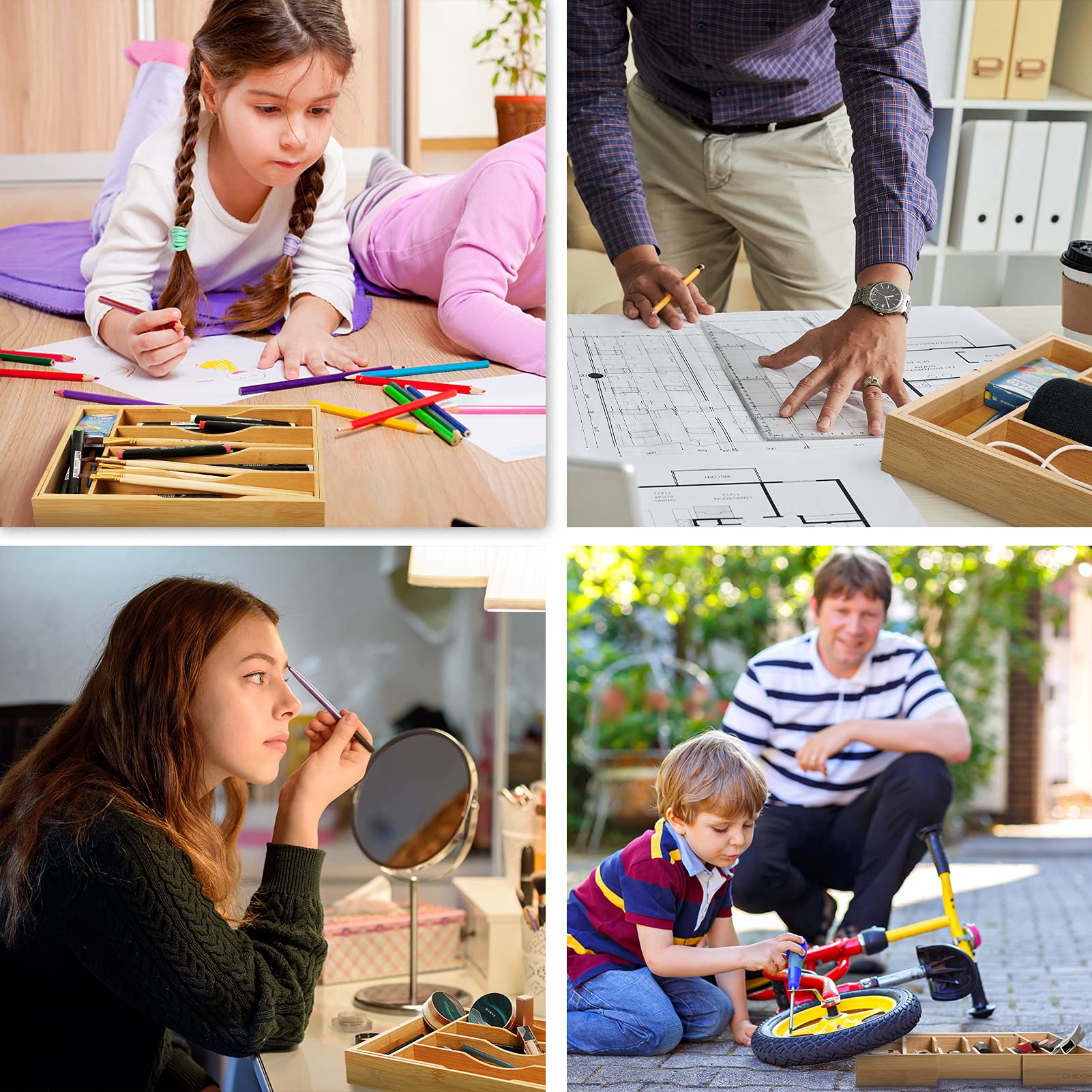 oridom Expandable Bamboo Kitchen Drawer Organizer for Cutlery and Utensils, Adjustable Bamboo Wood Cutlery Tray in Drawer for Flatware and Silverware in Kitchen, (Natural) - CookCave