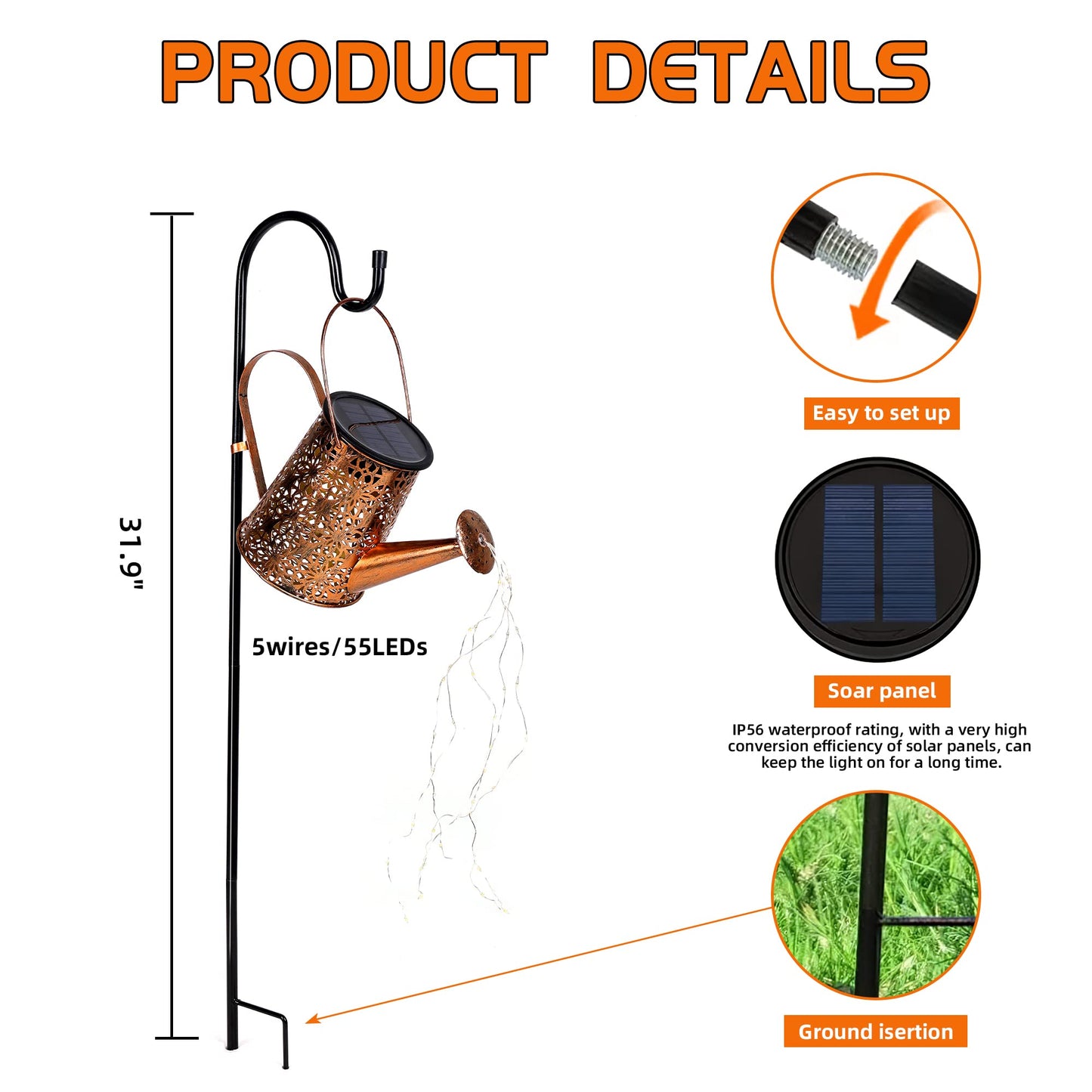 Otdair Solar Watering Can with Lights, Outdoor Garden Decor Waterproof Solar Garden Lights for Outdoor Pathway Yard Lawn Patio Party Decorations Gifts for Mom Grandma Birthday - CookCave