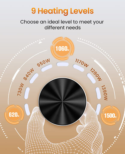 Outdoor Electric Patio Heater, Haimmy 42in Infrared Heater with Remote, 9 Heat Levels, 9H Timers, 1500W Instant Heating, Safety Lock, Tip-Over & Overheat Protection, IPX5 Waterproof Tower Space Heater - CookCave