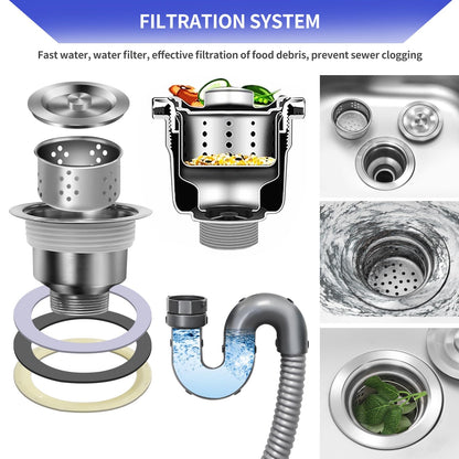 Outdoor Garden Sink Single Trough For Washing, Small Stainless Steel Utility Kitchen Hand Basin Station Sink Tub with Storage Shelve and Faucet, for Restaurant, Bar, Laundry, Garage, Backyard(54*40*75 - CookCave