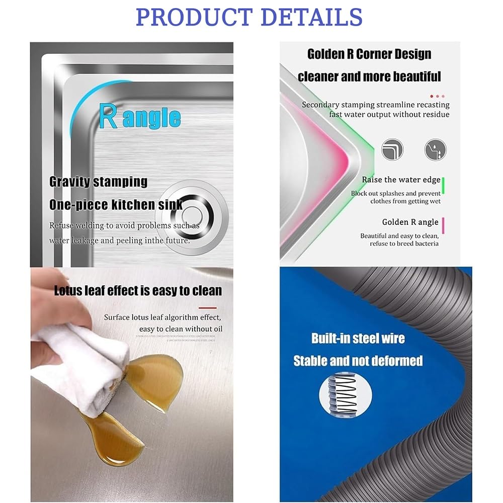 Outdoor Garden Sink Single Trough For Washing, Small Stainless Steel Utility Kitchen Hand Basin Station Sink Tub with Storage Shelve and Faucet, for Restaurant, Bar, Laundry, Garage, Backyard(54*40*75 - CookCave