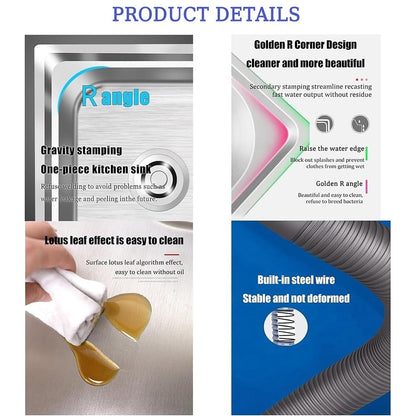 Outdoor Garden Sink Single Trough For Washing, Small Stainless Steel Utility Kitchen Hand Basin Station Sink Tub with Storage Shelve and Faucet, for Restaurant, Bar, Laundry, Garage, Backyard(54*40*75 - CookCave