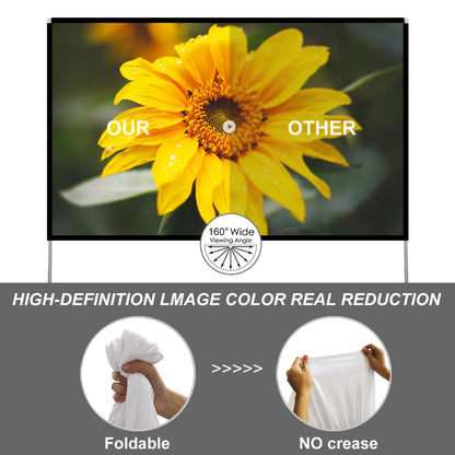 Outdoor Projector Screen with Stand 100 Inch: Portable Projection Screen 16:10 4K HD Outdoor Movie Screen with Carry Bag for Home Backyard Theater - CookCave