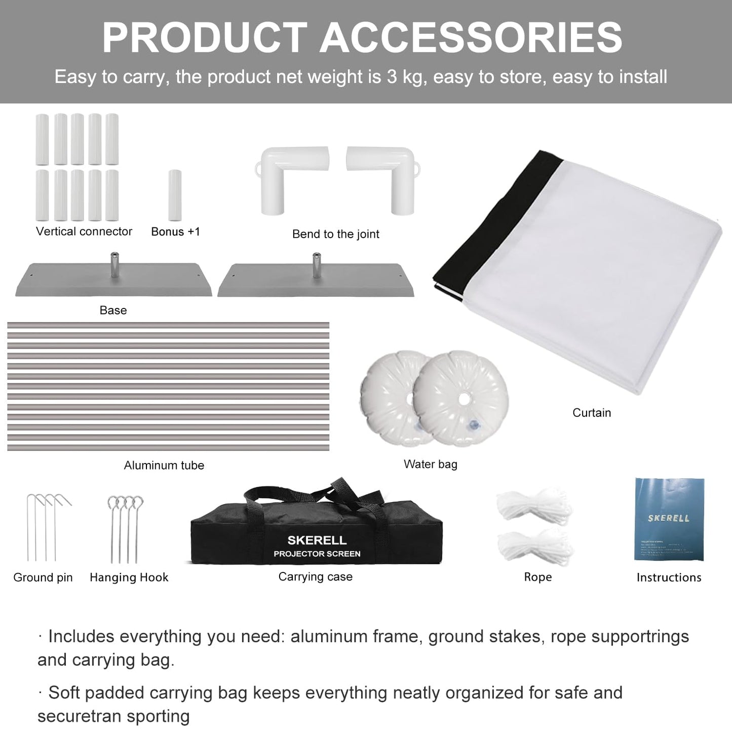 Outdoor Projector Screen with Stand 100 Inch: Portable Projection Screen 16:10 4K HD Outdoor Movie Screen with Carry Bag for Home Backyard Theater - CookCave