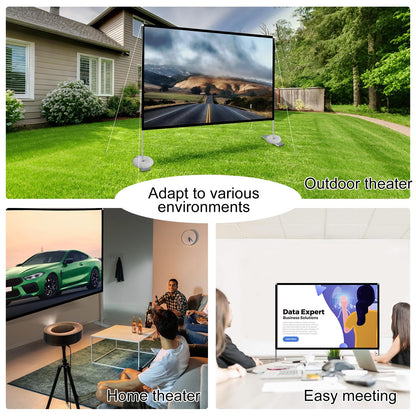 Outdoor Projector Screen with Stand 100 Inch: Portable Projection Screen 16:10 4K HD Outdoor Movie Screen with Carry Bag for Home Backyard Theater - CookCave