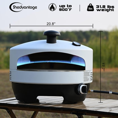 Outdoor Propane Pizza Oven with Automatic Ignition & Panoramic Viewing – Fits 15-Inch Pizzas, Cordierite Stone for Perfect Crispy Crusts, Built-In Thermometer & Pizza Spatula Included - CookCave
