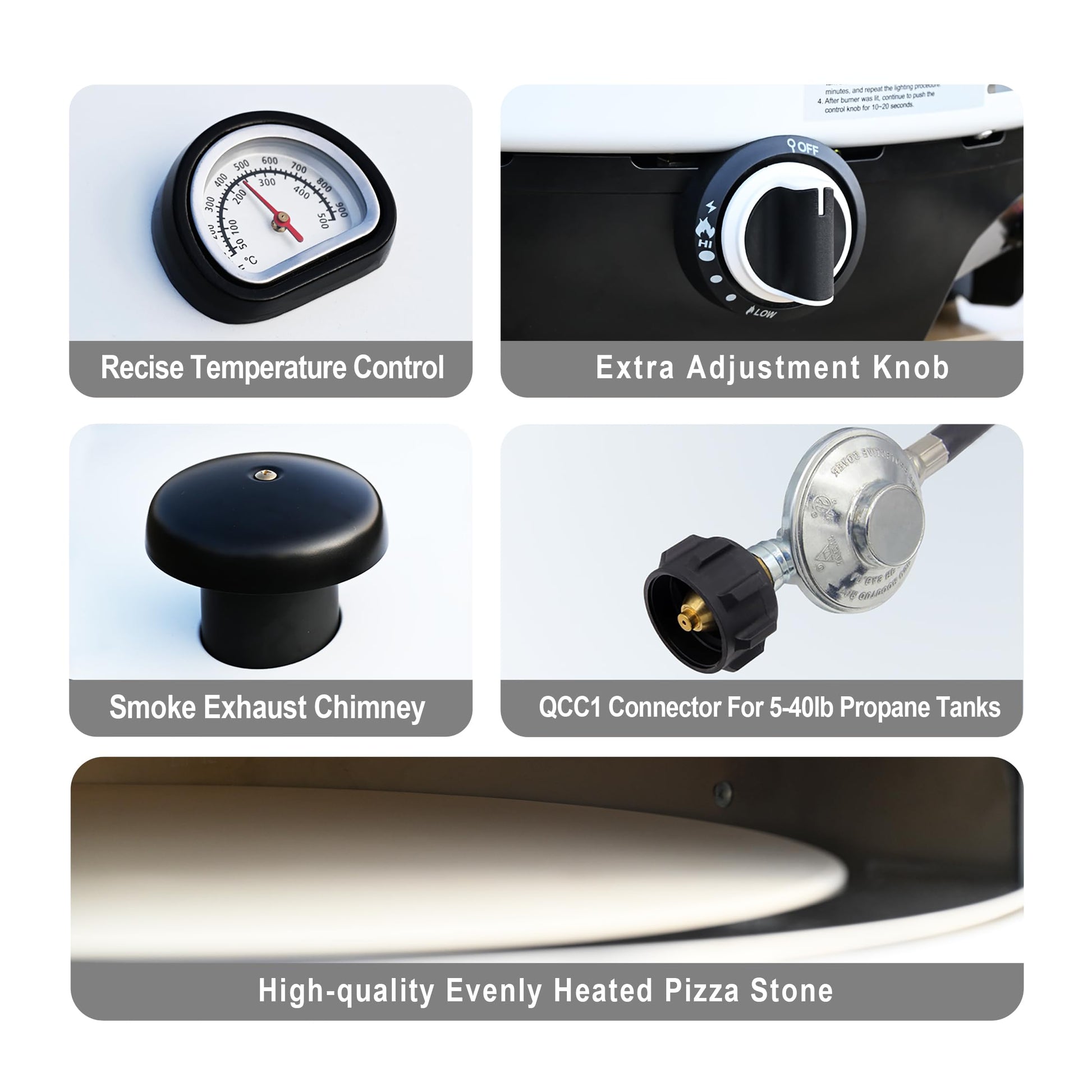 Outdoor Propane Pizza Oven with Automatic Ignition & Panoramic Viewing – Fits 15-Inch Pizzas, Cordierite Stone for Perfect Crispy Crusts, Built-In Thermometer & Pizza Spatula Included - CookCave