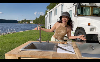 Outdoor Sink, TECASA 21 x 18 Inch Drop-in Workstation Kitchen Sink with Dust Lid and Faucet, T304 Stainless Steel Single Bowl Bar Basin with Cutting Board for Garage, RV, BBQ & Gardening - CookCave