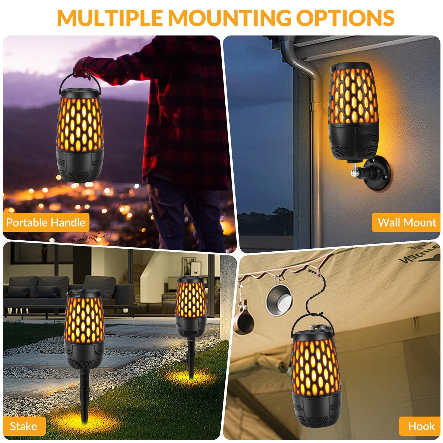 Outdoor Speakers with Lights, Mens Gifts for Birthday ,Portable Bluetooth Speaker,HD Stereo Sound,Multi-Sync up to 100 Speakers Auto-Pairing IPX7 Waterproof for Patio/Pool/Camping Cool Gadgets 2 Pack - CookCave