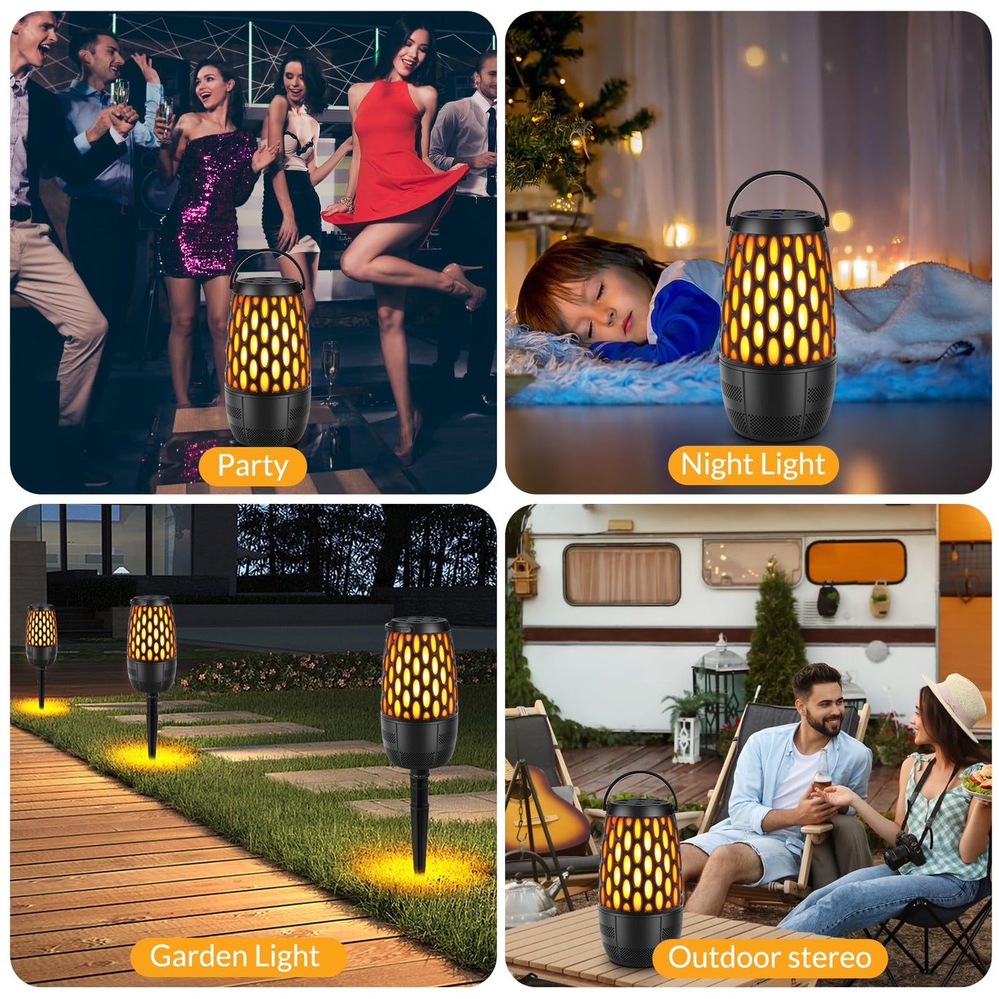 Outdoor Speakers with Lights, Mens Gifts for Birthday ,Portable Bluetooth Speaker,HD Stereo Sound,Multi-Sync up to 100 Speakers Auto-Pairing IPX7 Waterproof for Patio/Pool/Camping Cool Gadgets 2 Pack - CookCave