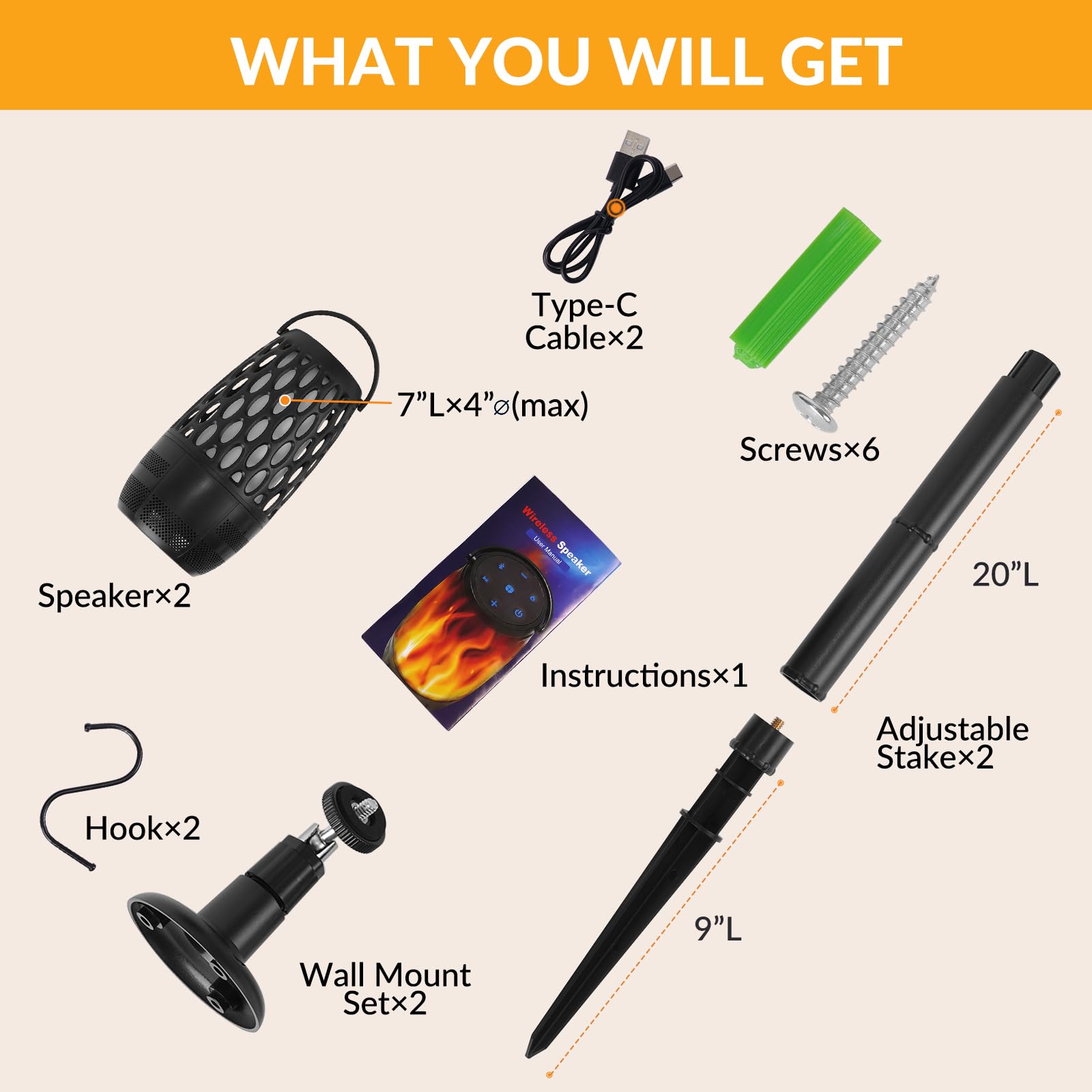 Outdoor Speakers with Lights, Mens Gifts for Birthday ,Portable Bluetooth Speaker,HD Stereo Sound,Multi-Sync up to 100 Speakers Auto-Pairing IPX7 Waterproof for Patio/Pool/Camping Cool Gadgets 2 Pack - CookCave