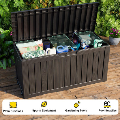 Outdoor Storage Box with Wheels – 75 Gallon Mobile Waterproof Resin Deck Box, Lockable Storage for Patio Cushions, Garden Tools, Pool Accessories – UV-Resistant Storage Bench for Backyard & Deck - CookCave