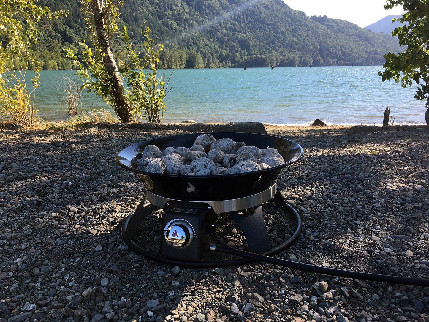 Outland Living Portable Propane Fire Pit, 21-inch, 58,000 BTU with Fire Pit Cover & Carry Kit, Smokeless Gas Firebowl | Perfect for Camping, Patio, Backyard, Tailgating, Deck, RV| Black 863 Cypress - CookCave
