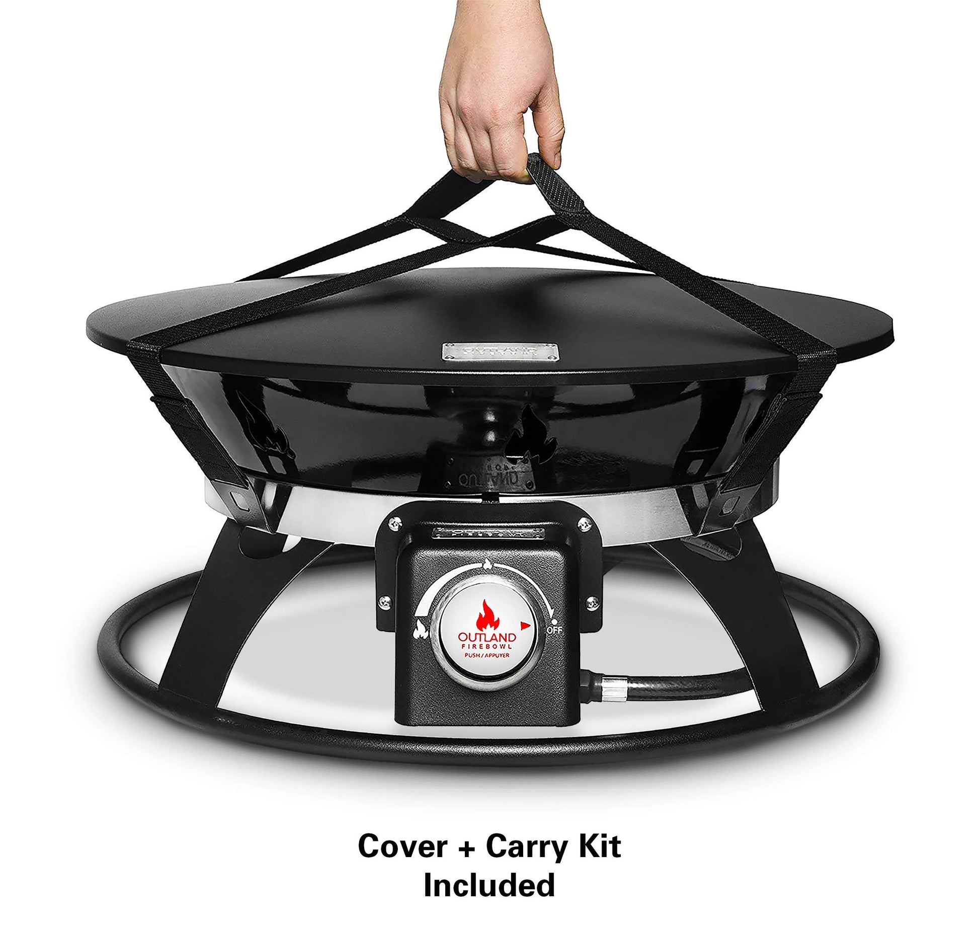Outland Living Portable Propane Fire Pit, 21-inch, 58,000 BTU with Fire Pit Cover & Carry Kit, Smokeless Gas Firebowl | Perfect for Camping, Patio, Backyard, Tailgating, Deck, RV| Black 863 Cypress - CookCave