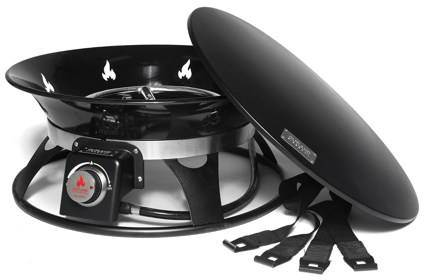 Outland Living Portable Propane Fire Pit, 21-inch, 58,000 BTU with Fire Pit Cover & Carry Kit, Smokeless Gas Firebowl | Perfect for Camping, Patio, Backyard, Tailgating, Deck, RV| Black 863 Cypress - CookCave