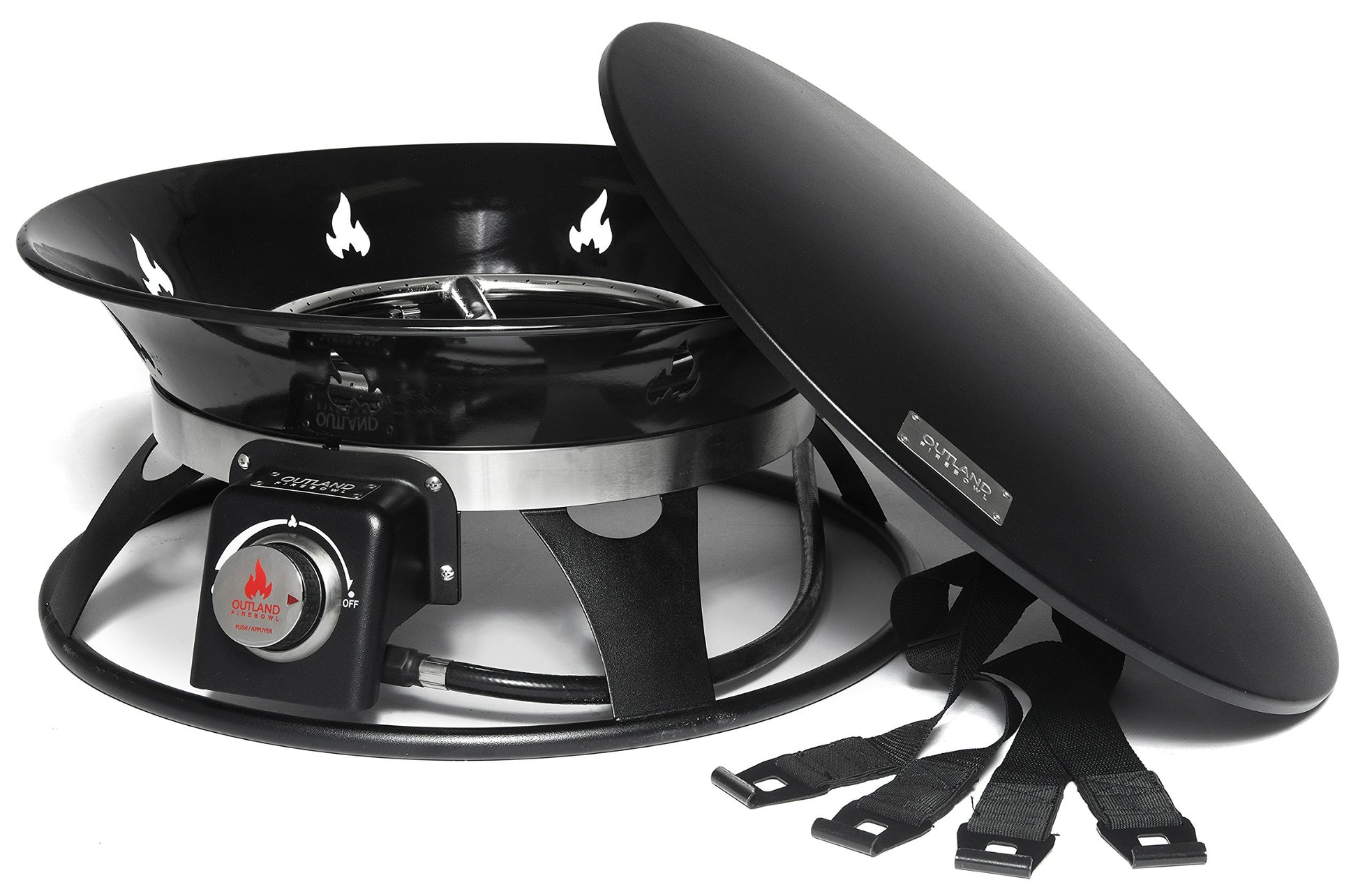 Outland Living Portable Propane Fire Pit, 21-inch, 58,000 BTU with Fire Pit Cover & Carry Kit, Smokeless Gas Firebowl | Perfect for Camping, Patio, Backyard, Tailgating, Deck, RV| Black 863 Cypress - CookCave