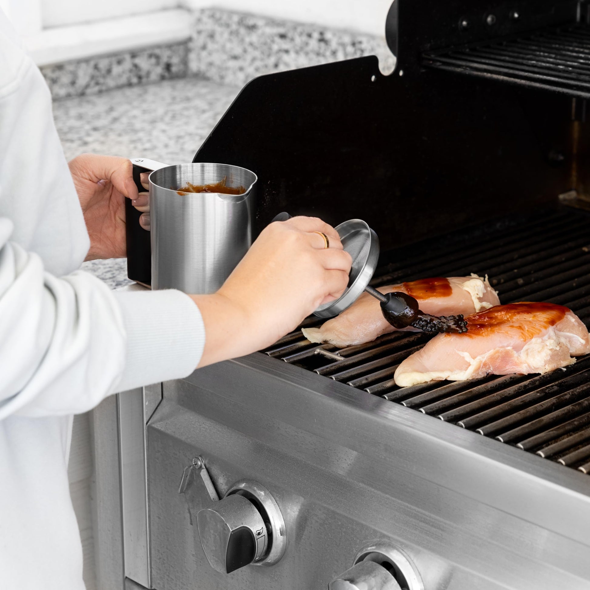 Outset Basting Pot and Sauce Mop, Stainless Steel Sauce Mop and Cup - CookCave