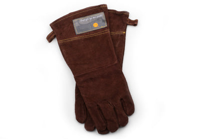 Outset Leather Grill Gloves, Set of 2 Brown Leather BBQ Gloves - CookCave