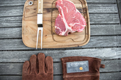 Outset Leather Grill Gloves, Set of 2 Brown Leather BBQ Gloves - CookCave