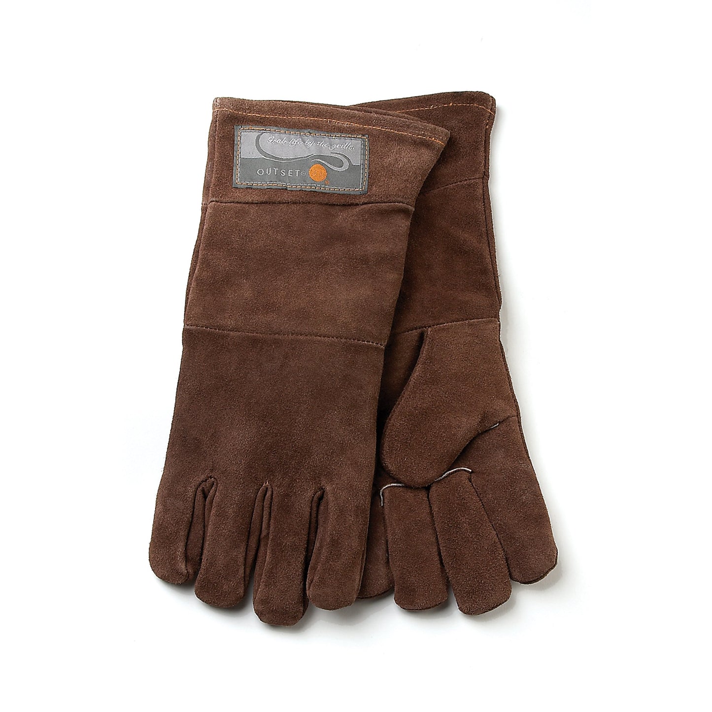 Outset Leather Grill Gloves, Set of 2 Brown Leather BBQ Gloves - CookCave