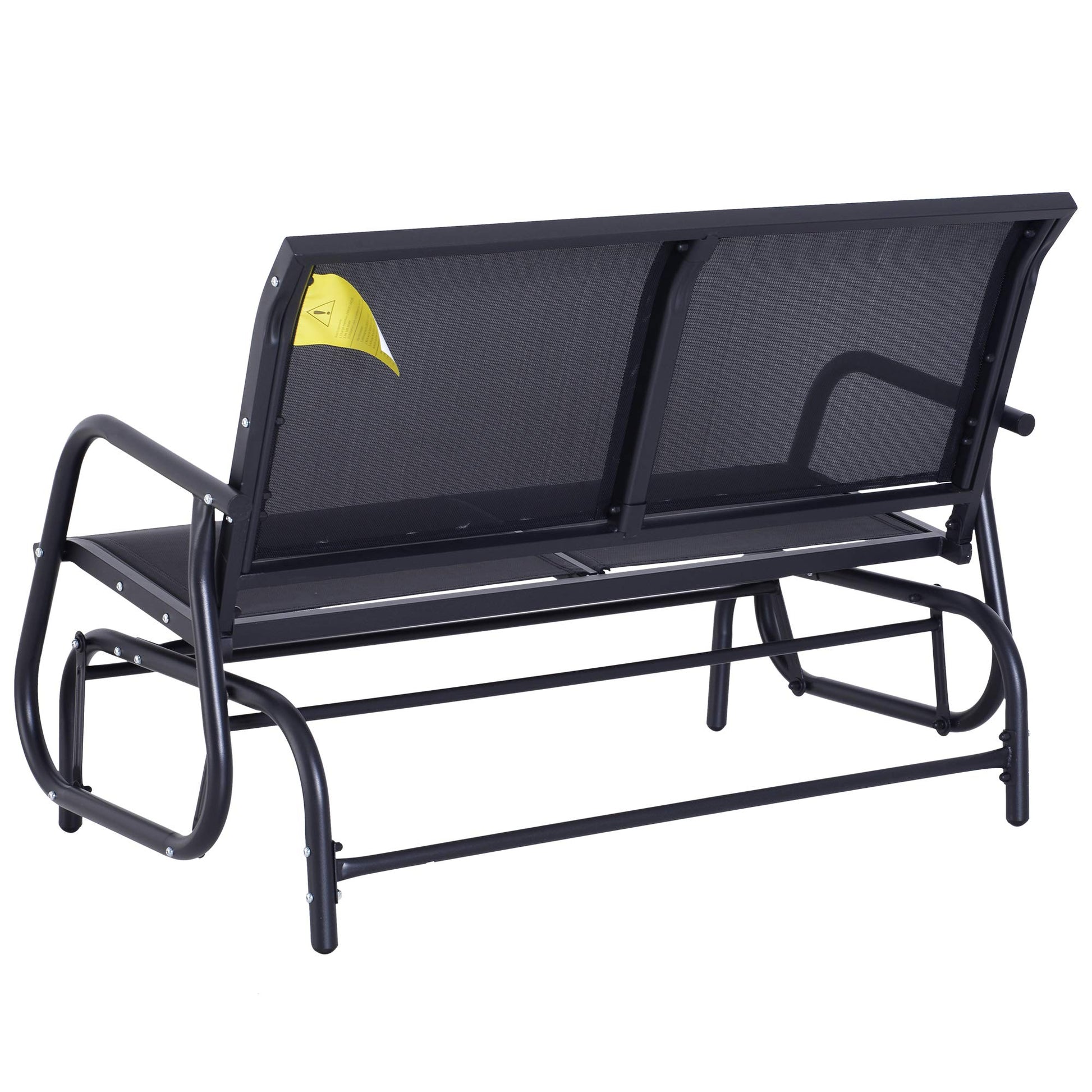 Outsunny 2-Person Outdoor Glider Bench, Patio Double Swing Rocking Chair Loveseat w/Powder Coated Steel Frame for Backyard Garden Porch, Black - CookCave