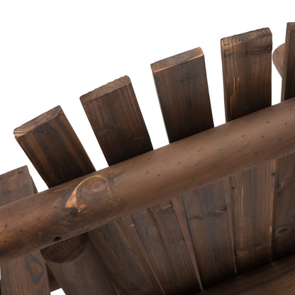 Outsunny 2-Seat Wooden Adirondack Chair, Patio Bench with Table, Outdoor Loveseat Fire Pit Chair for Porch, Backyard, Deck, Carbonized - CookCave