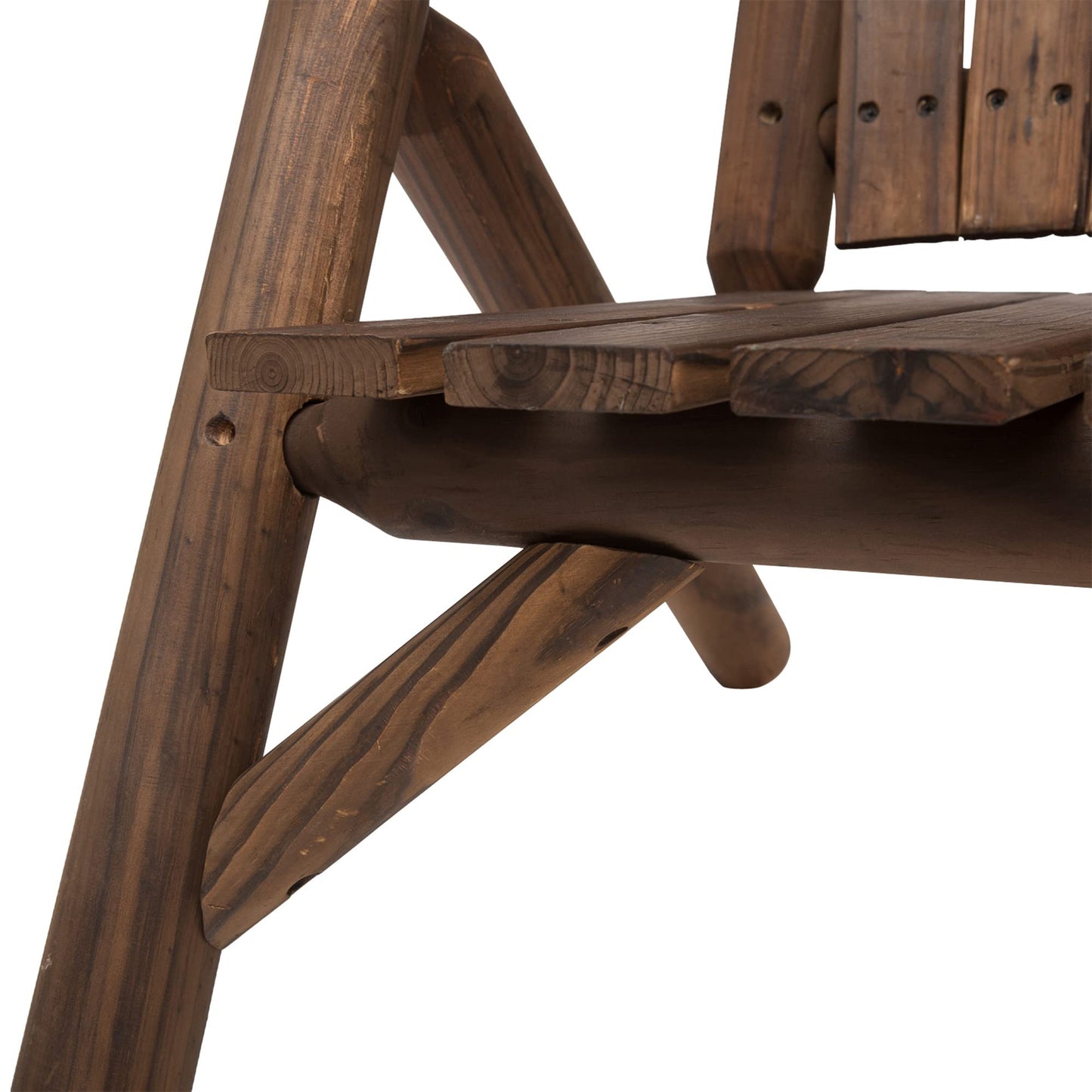 Outsunny 2-Seat Wooden Adirondack Chair, Patio Bench with Table, Outdoor Loveseat Fire Pit Chair for Porch, Backyard, Deck, Carbonized - CookCave