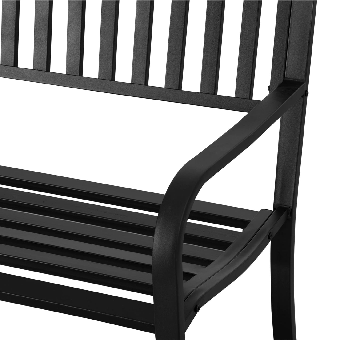 Outsunny 50" Outdoor Garden Bench, Patio Bench with Slatted Seat, Metal Porch Bench for Backyard, Poolside, Lawn, Black - CookCave