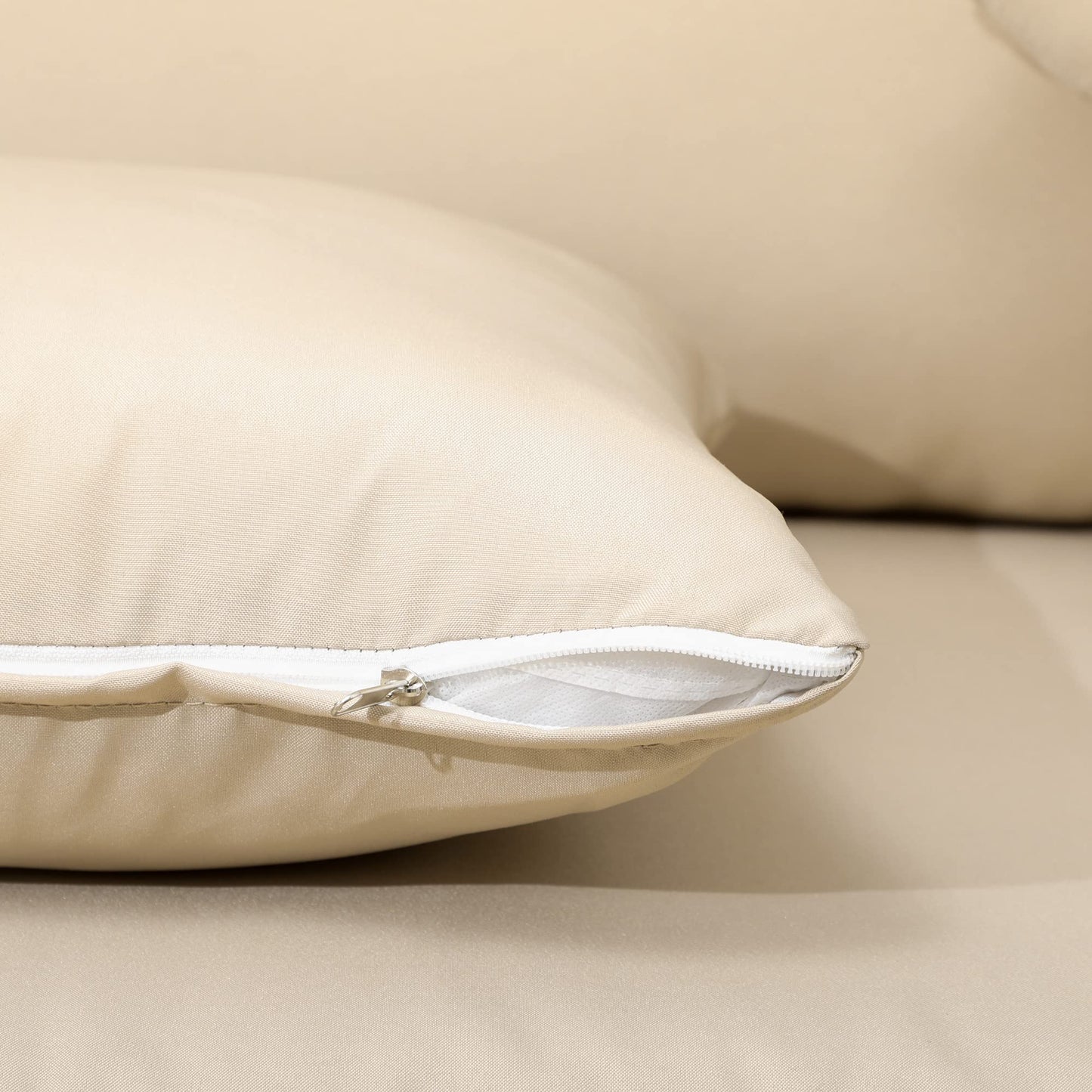 Outsunny Patio Wicker Loveseat with Cushions, 2-Seat Outdoor PE Rattan Couch, Sofa with Throw Pillows for Porch, Backyard, Garden, Poolside, Beige - CookCave