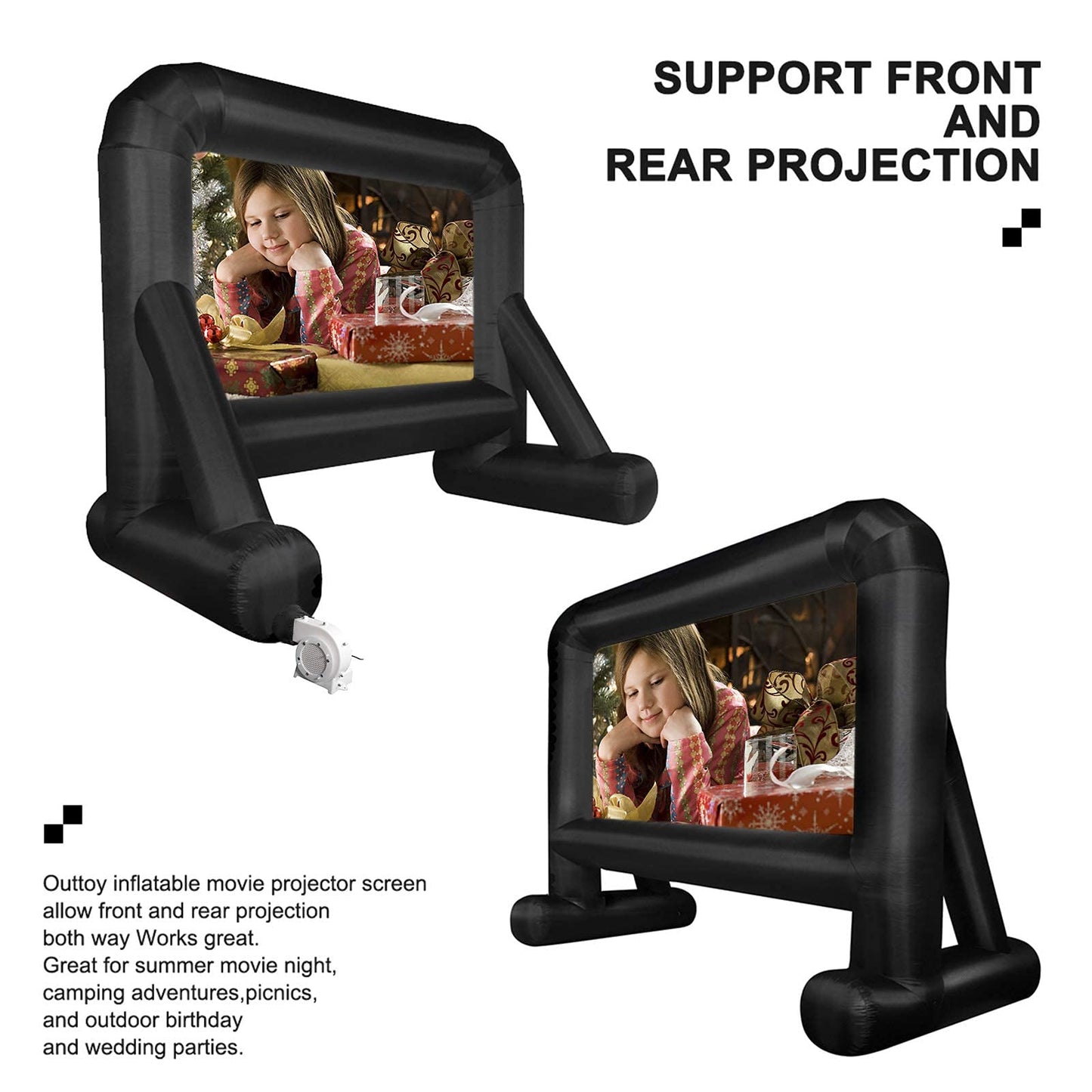 OUTTOY Inflatable/Blow Up Projection Screen with Quiet Fan and Storage Bag, Easy Set up, Mega for Outdoor, Backyard Movie Night, Theme Parties, Celebrations-16FT - CookCave