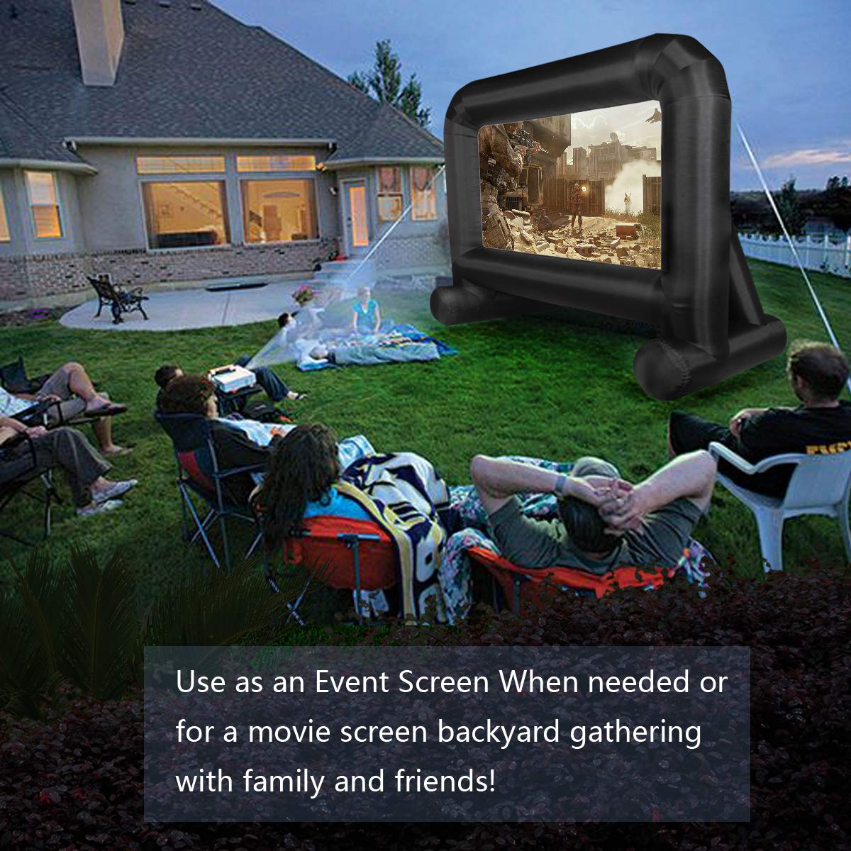 OUTTOY Inflatable/Blow Up Projection Screen with Quiet Fan and Storage Bag, Easy Set up, Mega for Outdoor, Backyard Movie Night, Theme Parties, Celebrations-16FT - CookCave