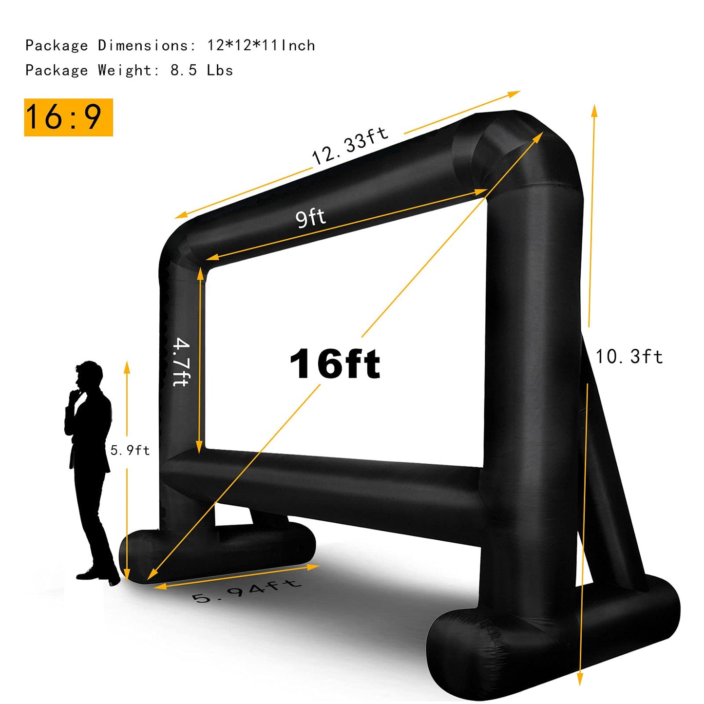OUTTOY Inflatable/Blow Up Projection Screen with Quiet Fan and Storage Bag, Easy Set up, Mega for Outdoor, Backyard Movie Night, Theme Parties, Celebrations-16FT - CookCave