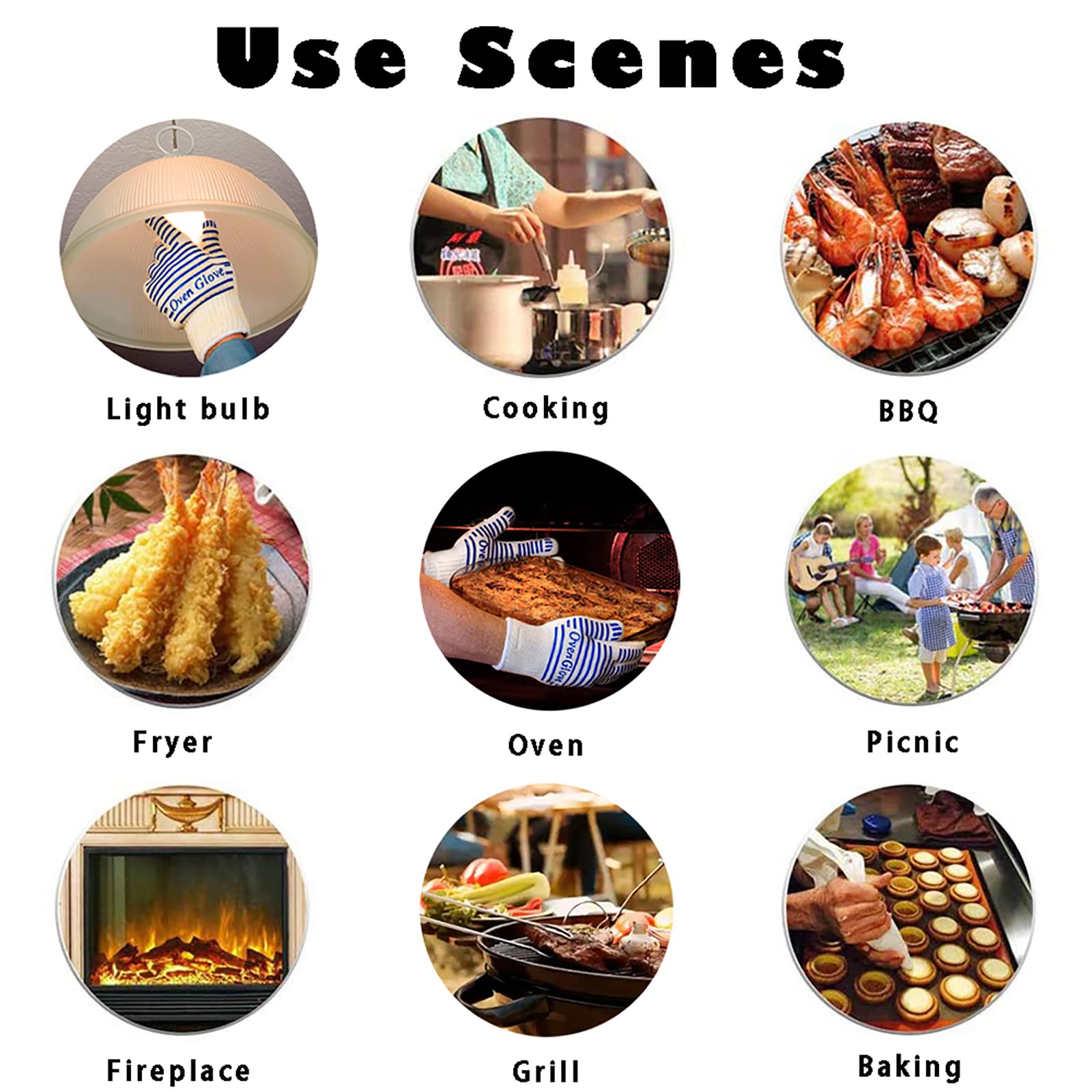 Oven Gloves, Heat Resistant 540 Degrees Grilling Gloves, Hot Surface Handler Non-Slip Silicone Oven Mitts with Fingers, BBQ Gloves for Cooking/Kitchen/Baking, Pack of 2 - CookCave