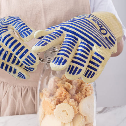 Oven Gloves, Heat Resistant 540 Degrees Grilling Gloves, Hot Surface Handler Non-Slip Silicone Oven Mitts with Fingers, BBQ Gloves for Cooking/Kitchen/Baking, Pack of 2 - CookCave