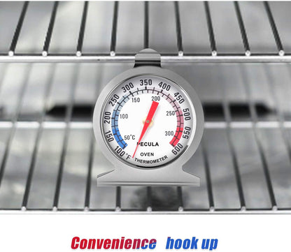 Oven Thermometer 50-300°C/100-600°F, Oven Grill Fry Chef Smoker Analog Thermometer Instant Read Stainless Steel Kitchen Cooking Thermometer - CookCave