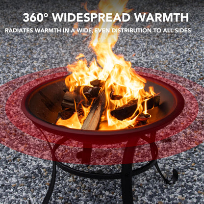 Panovue 22 in Firepit for Outside Outdoor Small Fire Pit,Durable Firepit with Mesh Lid,Log Grate,and Fire Poker,Fire Pit for Outside Backyard.Deck.Camping and Picnic - CookCave