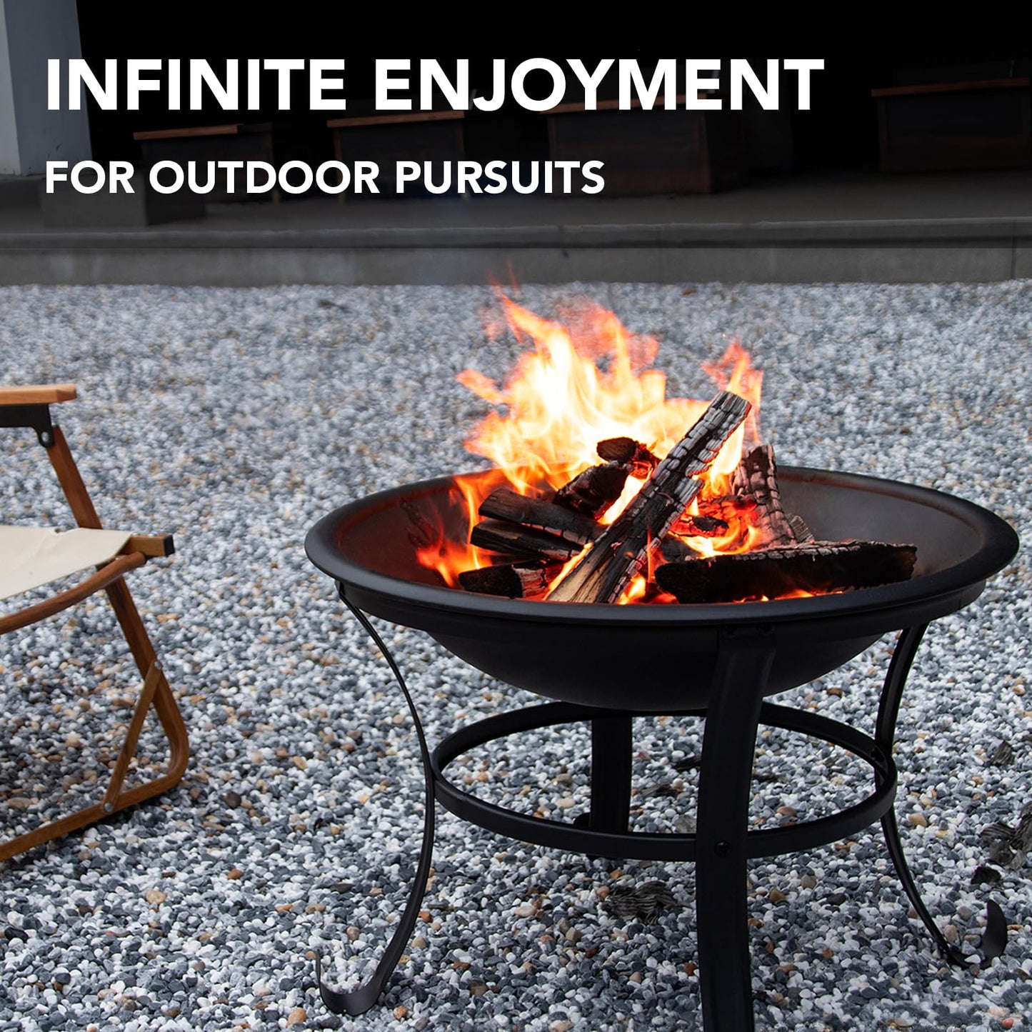 Panovue 22 in Firepit for Outside Outdoor Small Fire Pit,Durable Firepit with Mesh Lid,Log Grate,and Fire Poker,Fire Pit for Outside Backyard.Deck.Camping and Picnic - CookCave