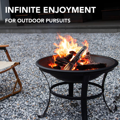 Panovue 22 in Firepit for Outside Outdoor Small Fire Pit,Durable Firepit with Mesh Lid,Log Grate,and Fire Poker,Fire Pit for Outside Backyard.Deck.Camping and Picnic - CookCave
