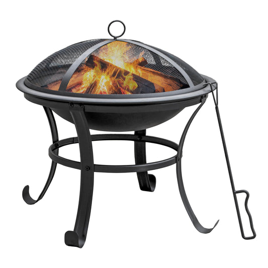 Panovue 22 in Firepit for Outside Outdoor Small Fire Pit,Durable Firepit with Mesh Lid,Log Grate,and Fire Poker,Fire Pit for Outside Backyard.Deck.Camping and Picnic - CookCave
