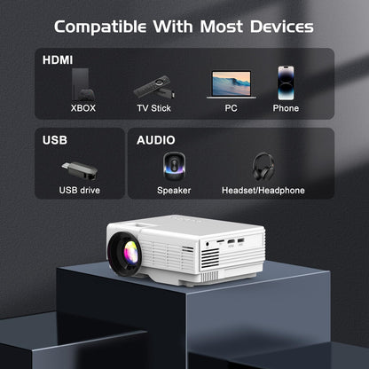 PANSEBA Projector with Two-way Bluetooth, Mini Projector with Projector Screen, Full HD 1080P Portable Video Projector, Home Movie Projector Compatible with HDMI/USB/Smartphone - CookCave