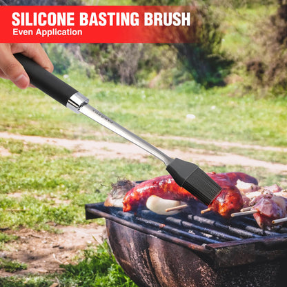 PARGRILL Grill Accessories Heavy Duty BBQ Set Gifts for Men/Women - Premium Stainless Steel Spatula, Fork, Brush & Tongs, Barbecue Utensils Tool Kit Gift for Grilling Lover Outdoor - CookCave