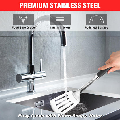 PARGRILL Grill Accessories Heavy Duty BBQ Set Gifts for Men/Women - Premium Stainless Steel Spatula, Fork, Brush & Tongs, Barbecue Utensils Tool Kit Gift for Grilling Lover Outdoor - CookCave