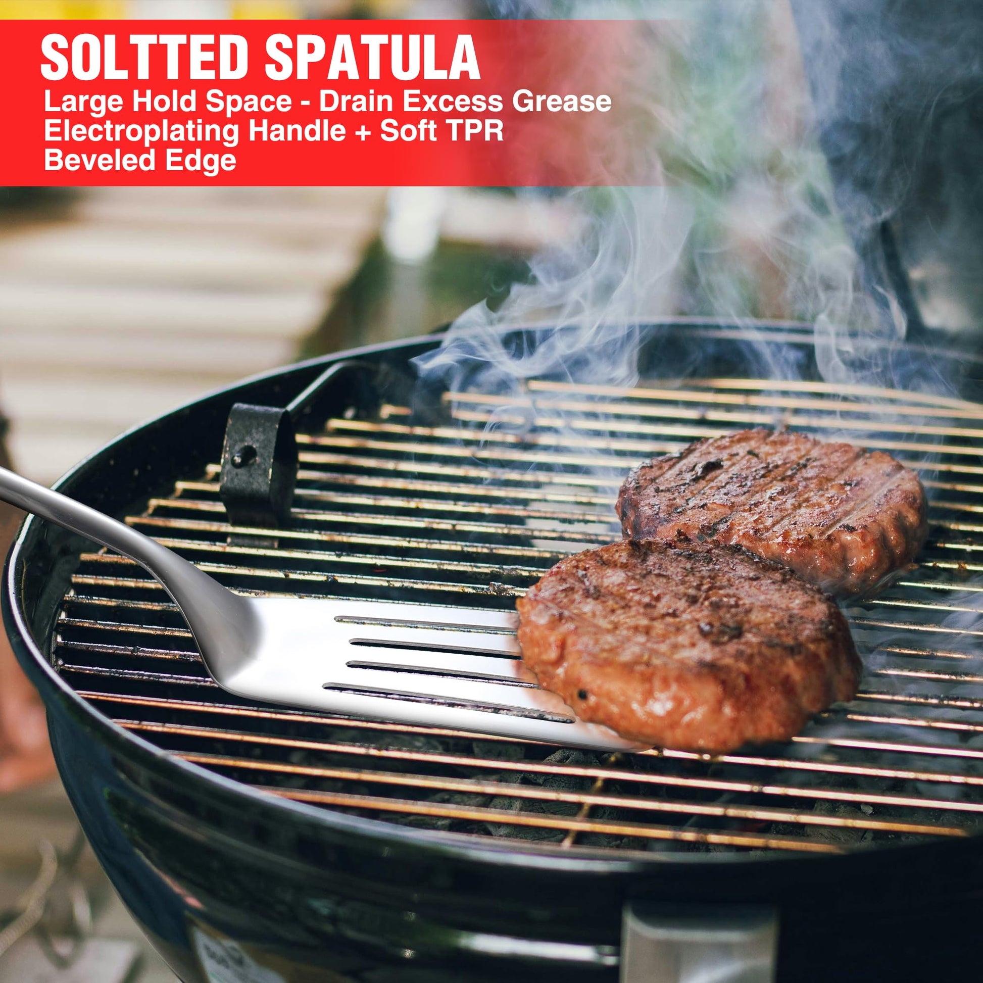 PARGRILL Grill Accessories Heavy Duty BBQ Set Gifts for Men/Women - Premium Stainless Steel Spatula, Fork, Brush & Tongs, Barbecue Utensils Tool Kit Gift for Grilling Lover Outdoor - CookCave