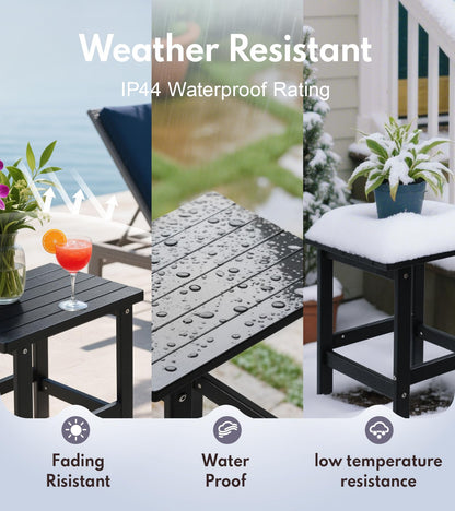 PASAMIC Adirondack Square Side Table, HDPE Outdoor Side Tables, Weather Resistant End Table for Patio, Backyard, Pool, Indoor Companion, Beach, Easy Maintenance (Black) - CookCave