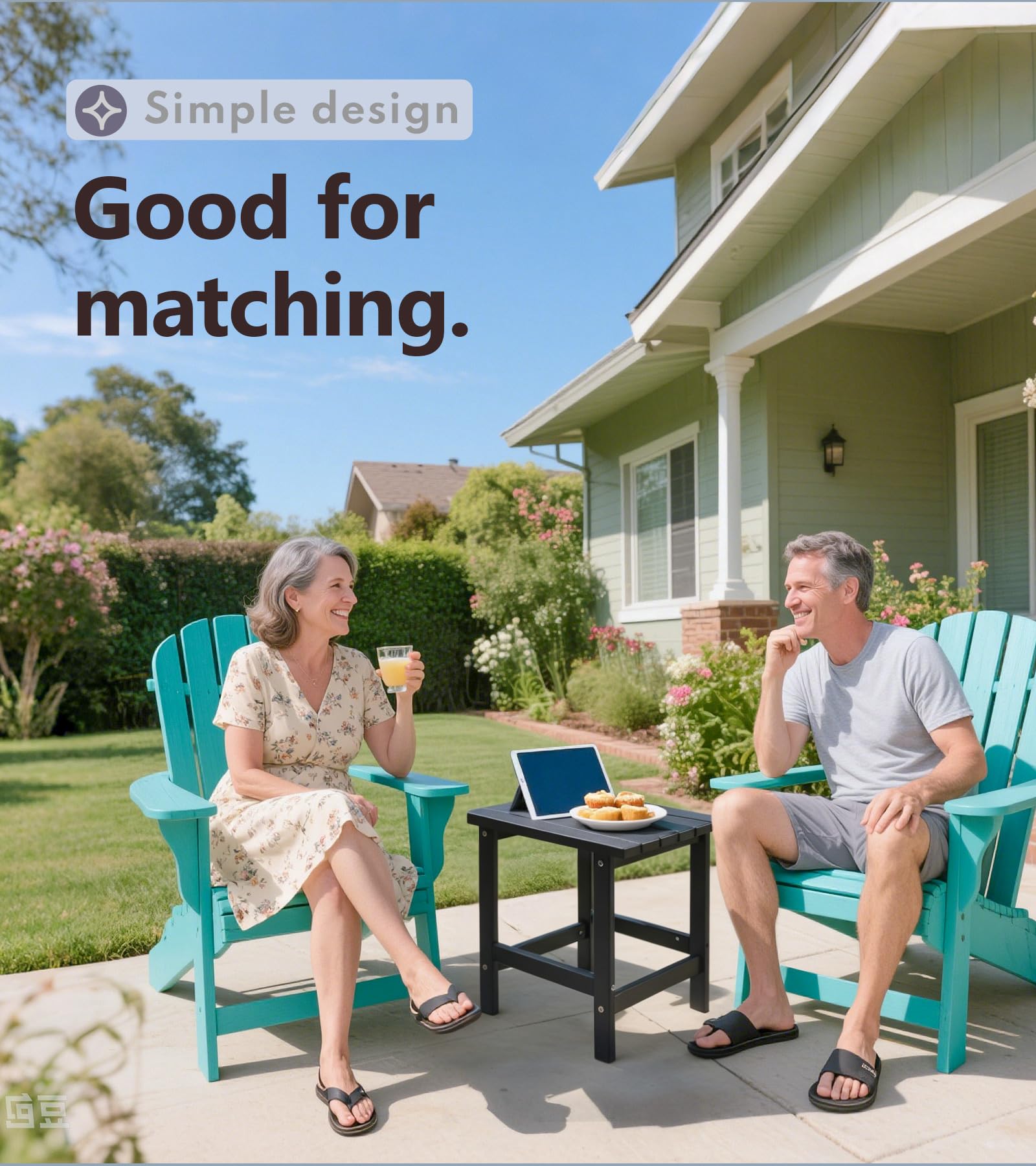 PASAMIC Adirondack Square Side Table, HDPE Outdoor Side Tables, Weather Resistant End Table for Patio, Backyard, Pool, Indoor Companion, Beach, Easy Maintenance (Black) - CookCave