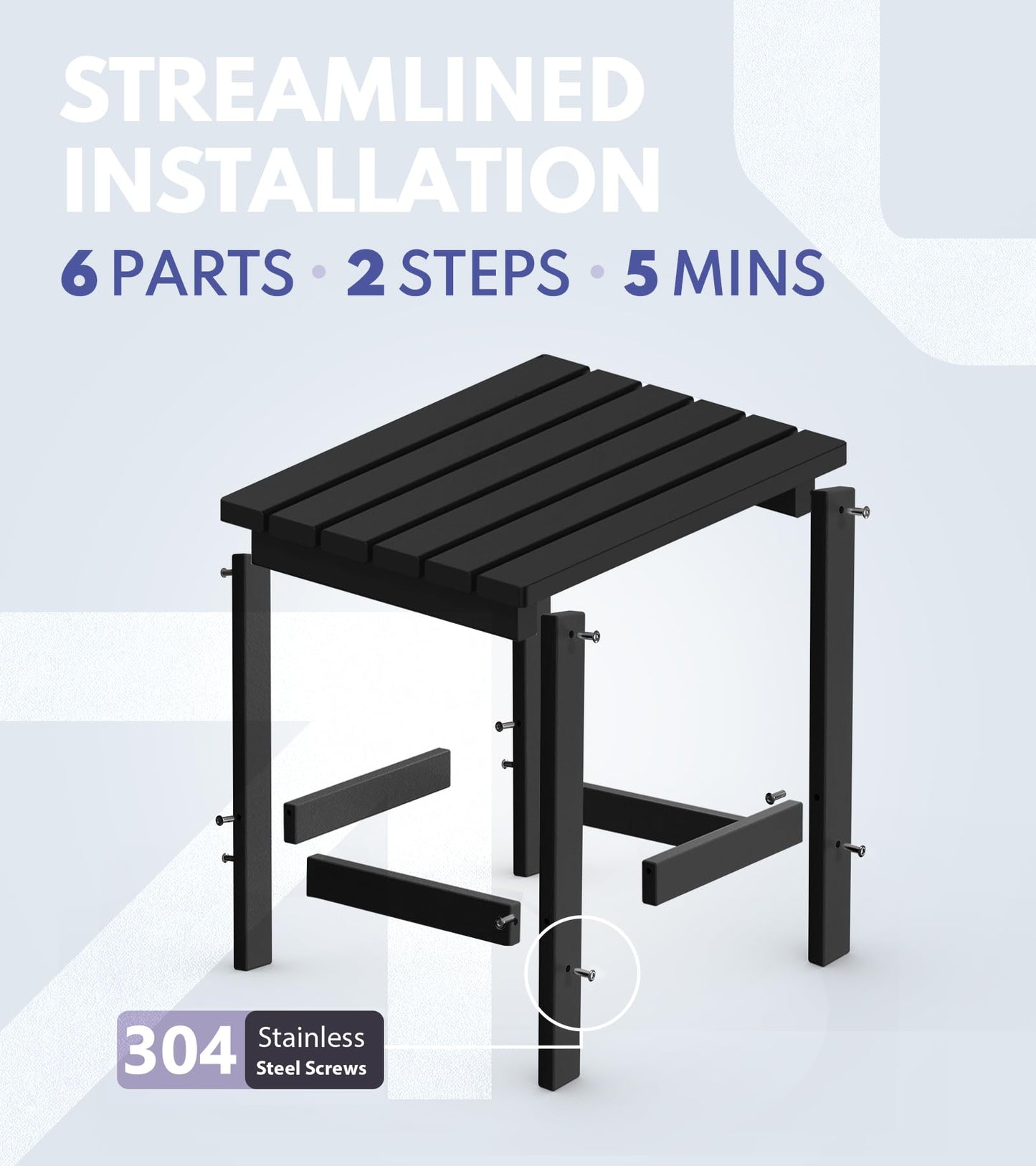 PASAMIC Adirondack Square Side Table, HDPE Outdoor Side Tables, Weather Resistant End Table for Patio, Backyard, Pool, Indoor Companion, Beach, Easy Maintenance (Black) - CookCave