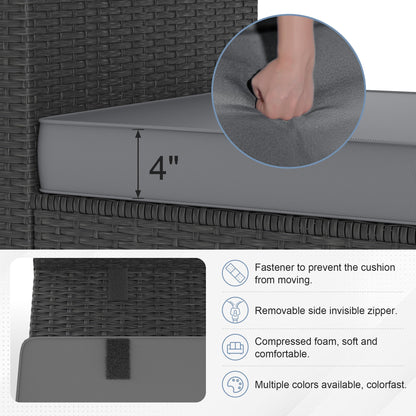 Patio Furniture Set, 5PCS Outdoor Sectional with Ottoman Wicker Rattan Patio Couch with Thickened Cushion Modular Wicker Patio Conversation Set with Glass Top Table for Balcony, Backyard (Grey) - CookCave