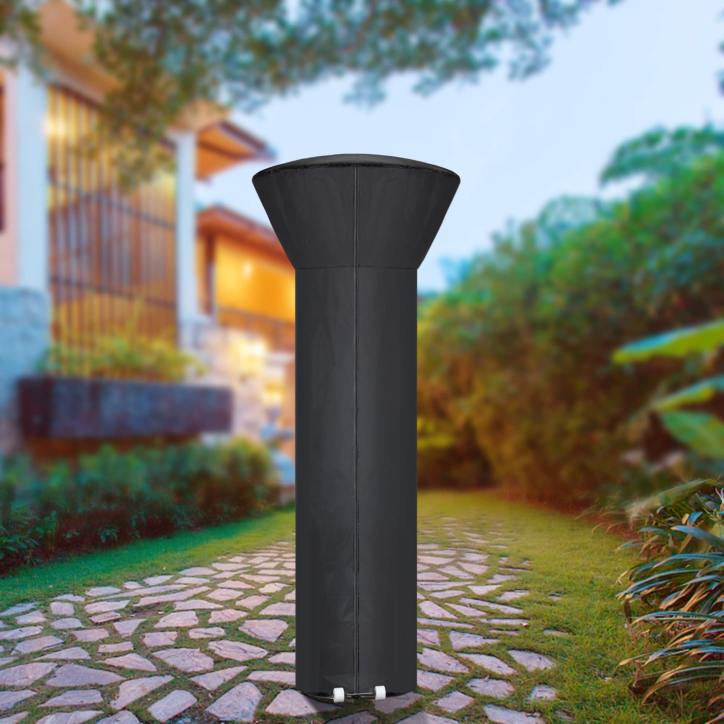 Patio Heater Covers with Zipper and Storage Bag,Waterproof,Dustproof,Wind-Resistant,Sunlight-Resistant,Snow-Resistant,Black,89'' Height x 33" Dome x 19" Base - CookCave