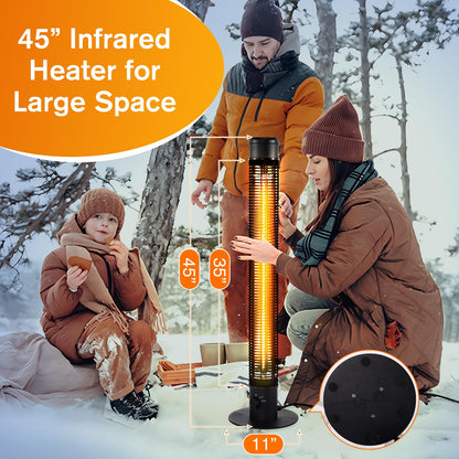 Patio Heaters for Outdoor Use, 45" 1500W Outdoor Electric Heaters, Large Standing Infrared Outdoor Heaters for Patio, Carbon Fiber Radiant Heater for Yard, Garage, Home - CookCave