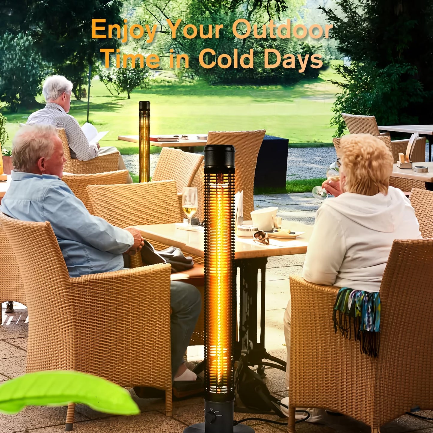 Patio Heaters for Outdoor Use, 45" 1500W Outdoor Electric Heaters, Large Standing Infrared Outdoor Heaters for Patio, Carbon Fiber Radiant Heater for Yard, Garage, Home - CookCave